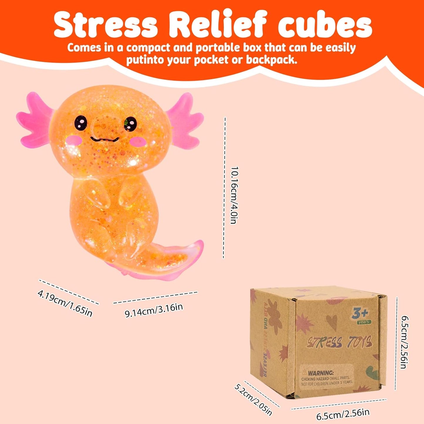 Axolotl Squishy Toy, Soft Stretchy Sensory Fidget Toy, Cute Long Tail Axolotl Stress Relief Squeeze Toy for Kids and Adults, Desk Toy Gift (Yellow)