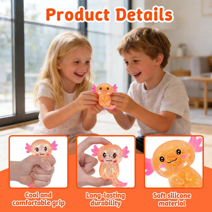 Axolotl Squishy Toy, Soft Stretchy Sensory Fidget Toy, Cute Long Tail Axolotl Stress Relief Squeeze Toy for Kids and Adults, Desk Toy Gift (Yellow)