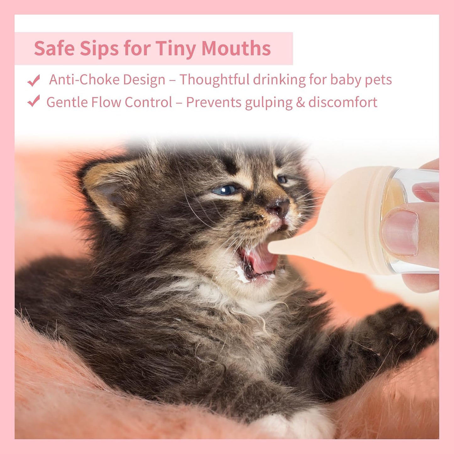 Kitten Bottle, Elephant-Shaped Feeding Bottle, Puppy Bottle, for Feeding Pets, with 2pcs Replaceable and Reusable Silicone Nipples, Yellow, 20ml
