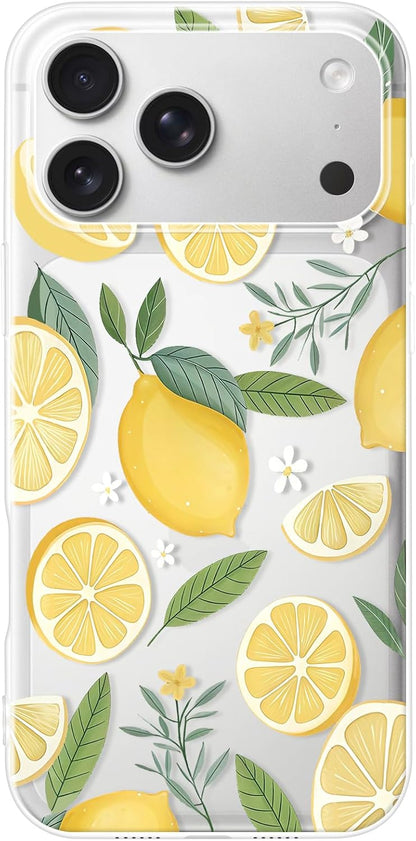 Cute Lemon Case for iPhone 17 Pro Max, Clear Soft TPU Cases with Fruit Pattern for Girls Women Boy Men