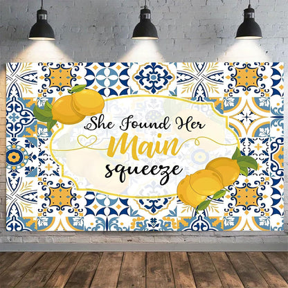 Lemon Bridal Shower Photography Backdrop She Found her Main Squeeze Background Lemonade Bachelorette Summer Party Decoration Background Bride to Be Engagement Party Background (5X3FT)