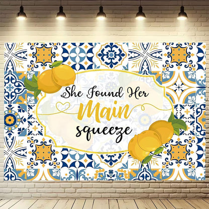 Lemon Bridal Shower Photography Backdrop She Found her Main Squeeze Background Lemonade Bachelorette Summer Party Decoration Background Bride to Be Engagement Party Background (5X3FT)
