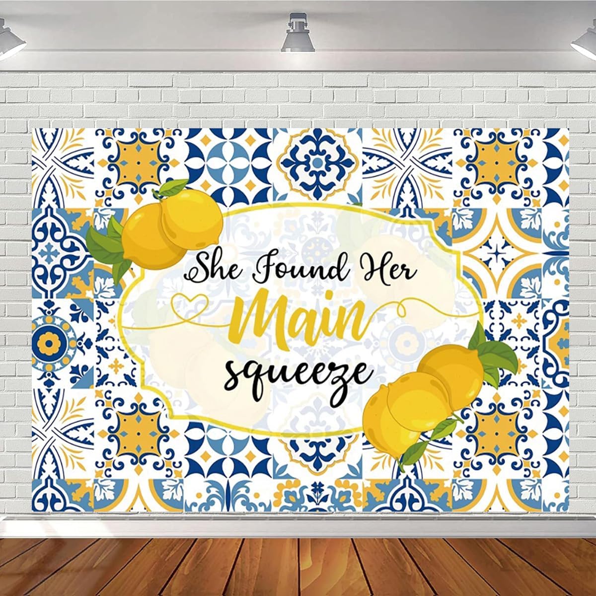 Lemon Bridal Shower Photography Backdrop She Found her Main Squeeze Background Lemonade Bachelorette Summer Party Decoration Background Bride to Be Engagement Party Background (5X3FT)