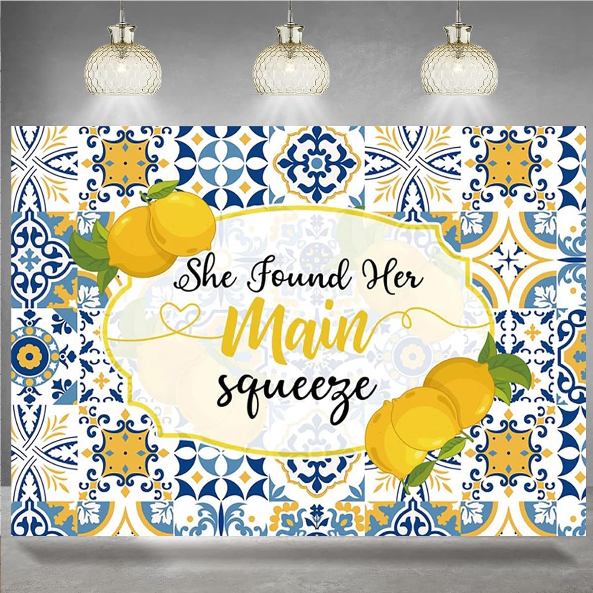 Lemon Bridal Shower Photography Backdrop She Found her Main Squeeze Background Lemonade Bachelorette Summer Party Decoration Background Bride to Be Engagement Party Background (5X3FT)