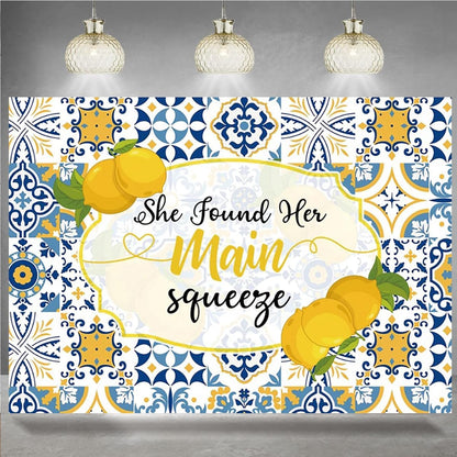 Lemon Bridal Shower Photography Backdrop She Found her Main Squeeze Background Lemonade Bachelorette Summer Party Decoration Background Bride to Be Engagement Party Background (5X3FT)