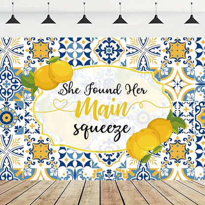 Lemon Bridal Shower Photography Backdrop She Found her Main Squeeze Background Lemonade Bachelorette Summer Party Decoration Background Bride to Be Engagement Party Background (5X3FT)