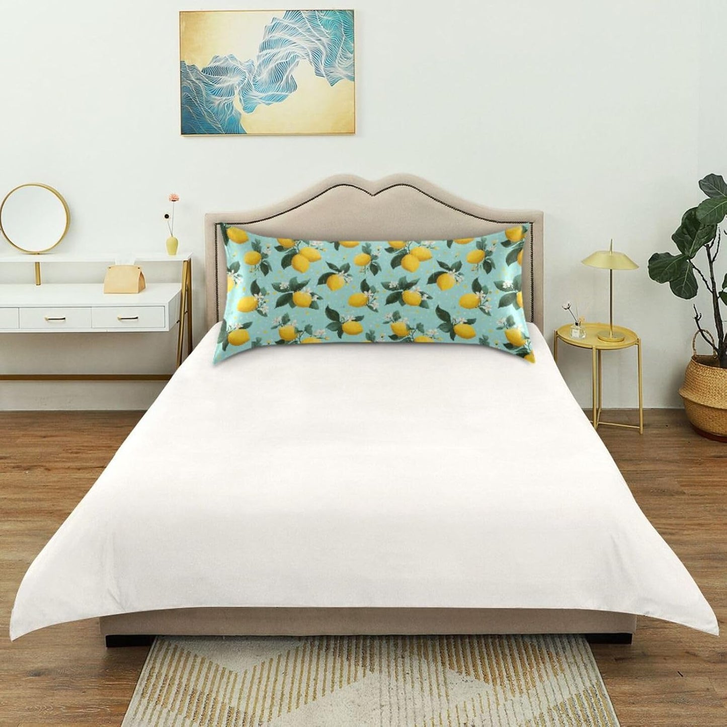 Satin Pillowcase 1 Pack Lemon Yellow Citrus Fruits (28) Similar to Silk Pillow Cases, 20" x 26" Soft Smooth Breathable Cool Pillow Cover for Hair and Skin, Standard Size