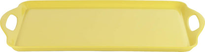 Calypso Basics Melamine Serving Ottoman Tray with Handles, Rectangular, Lightweight, Durable, Multi-Purpose Use, Indoor, Outdoor, Camping, Server, Lemon, Yellow
