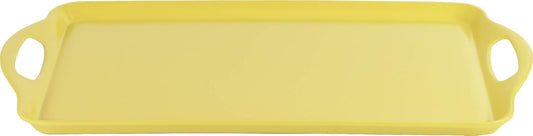 Calypso Basics Melamine Serving Ottoman Tray with Handles, Rectangular, Lightweight, Durable, Multi-Purpose Use, Indoor, Outdoor, Camping, Server, Lemon, Yellow