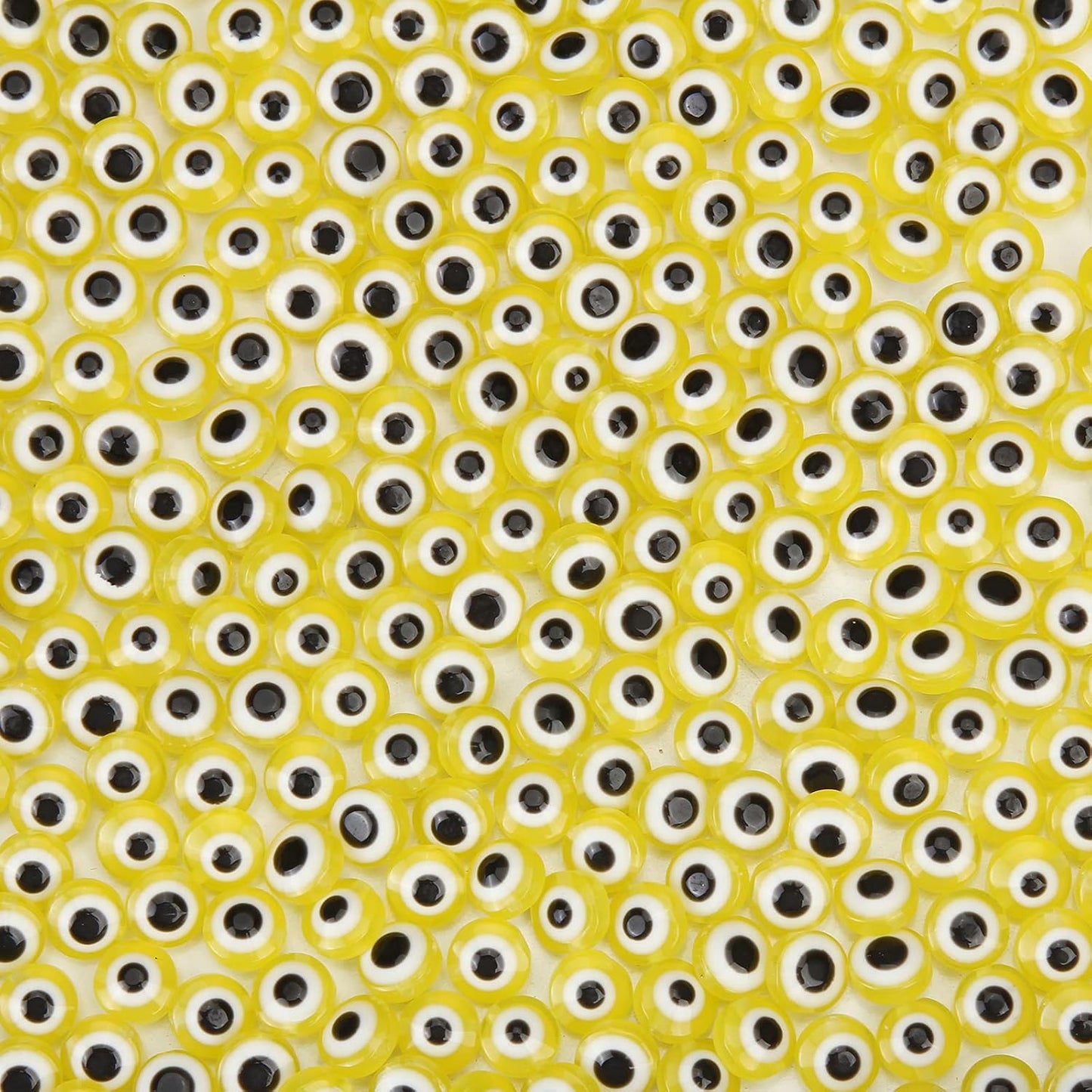 200pcs Evil Eye Beads Yellow Resin lampwork Beads Smooth Surface for DIY Jewelry Bracelets Necklaces Earrings Craft Gift Making(Yellow)