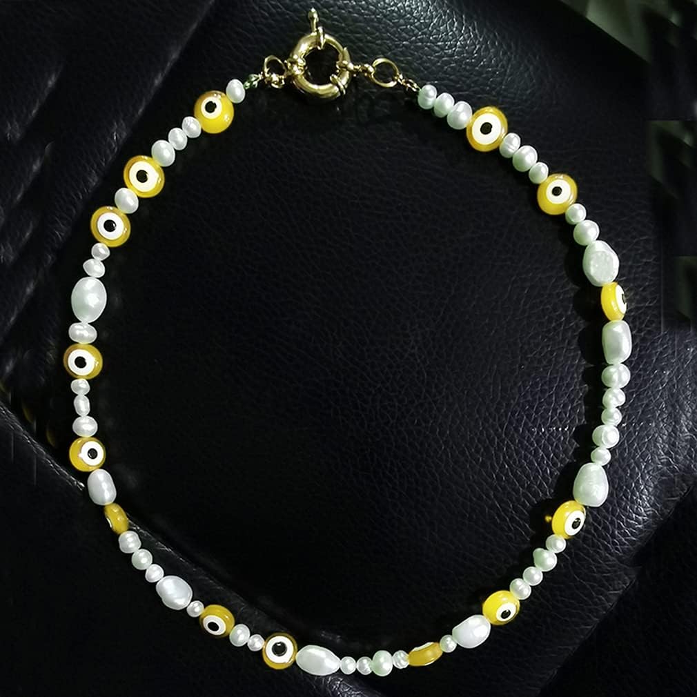 200pcs Evil Eye Beads Yellow Resin lampwork Beads Smooth Surface for DIY Jewelry Bracelets Necklaces Earrings Craft Gift Making(Yellow)