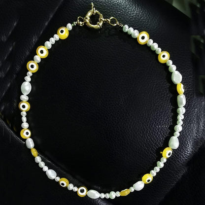 200pcs Evil Eye Beads Yellow Resin lampwork Beads Smooth Surface for DIY Jewelry Bracelets Necklaces Earrings Craft Gift Making(Yellow)