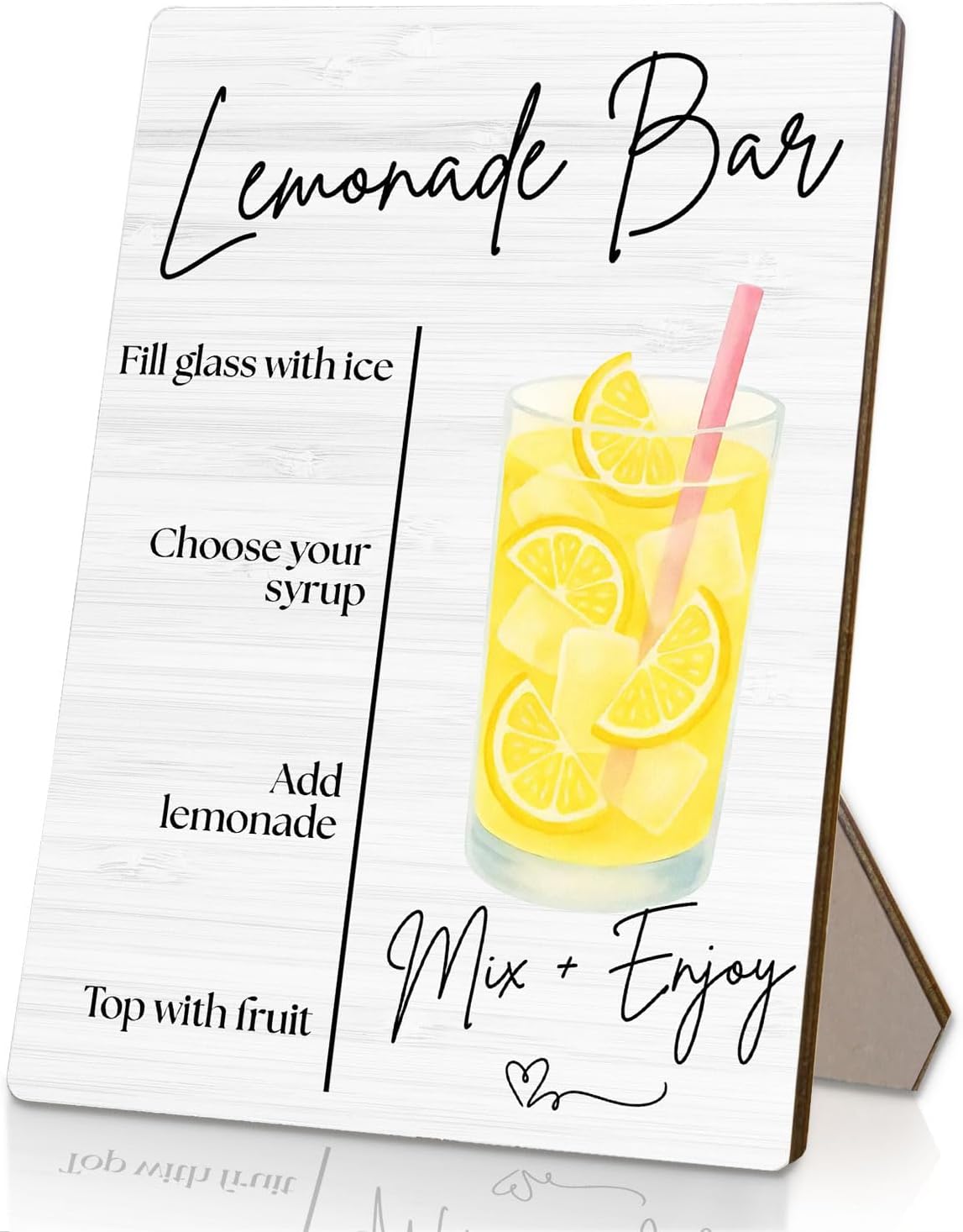 Lemonade Bar Sign, Wedding Lemon Drinks Wooden Stand Sign 5x7 Inch, Baby Bridal Shower Table Decor, Wedding Lemonade Signs for Reception Ceremony Home Party Tabletop Desk Decorations