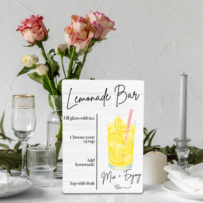 Lemonade Bar Sign, Wedding Lemon Drinks Wooden Stand Sign 5x7 Inch, Baby Bridal Shower Table Decor, Wedding Lemonade Signs for Reception Ceremony Home Party Tabletop Desk Decorations