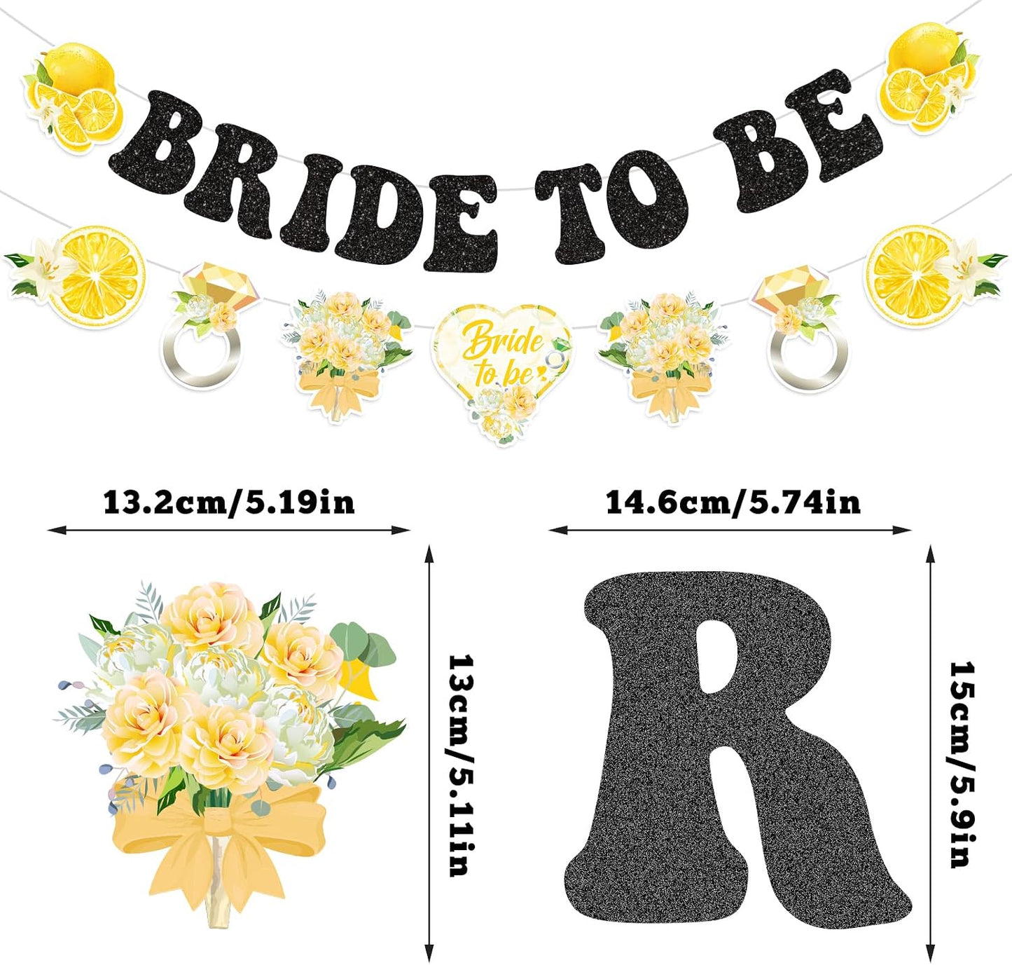 Lemon Fruit Theme Bridal Shower Banner Decorations - Vibrant Yellow & Black "Bride to Be" Hanging Sign for Wedding Shower, Bachelorette Party, or Citrus-Themed Celebration