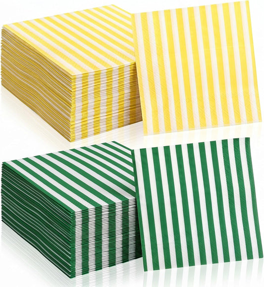 100 Pcs Golf Cocktail Napkins Green and White Yellow Cocktail Napkins Each 50 for Golf Party Disposable Paper Tableware for Party Supplies Men Golfers Sports Club Birthday Spring Summer Favors