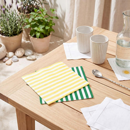 100 Pcs Golf Cocktail Napkins Green and White Yellow Cocktail Napkins Each 50 for Golf Party Disposable Paper Tableware for Party Supplies Men Golfers Sports Club Birthday Spring Summer Favors