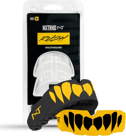 2 Pack Rush Dual Layer Mouthguard, Custom Fit Sports Mouthpiece for Football, Boxing, MMA, Basketball, Hockey, Lacrosse, Youth & Adult (Yellow)
