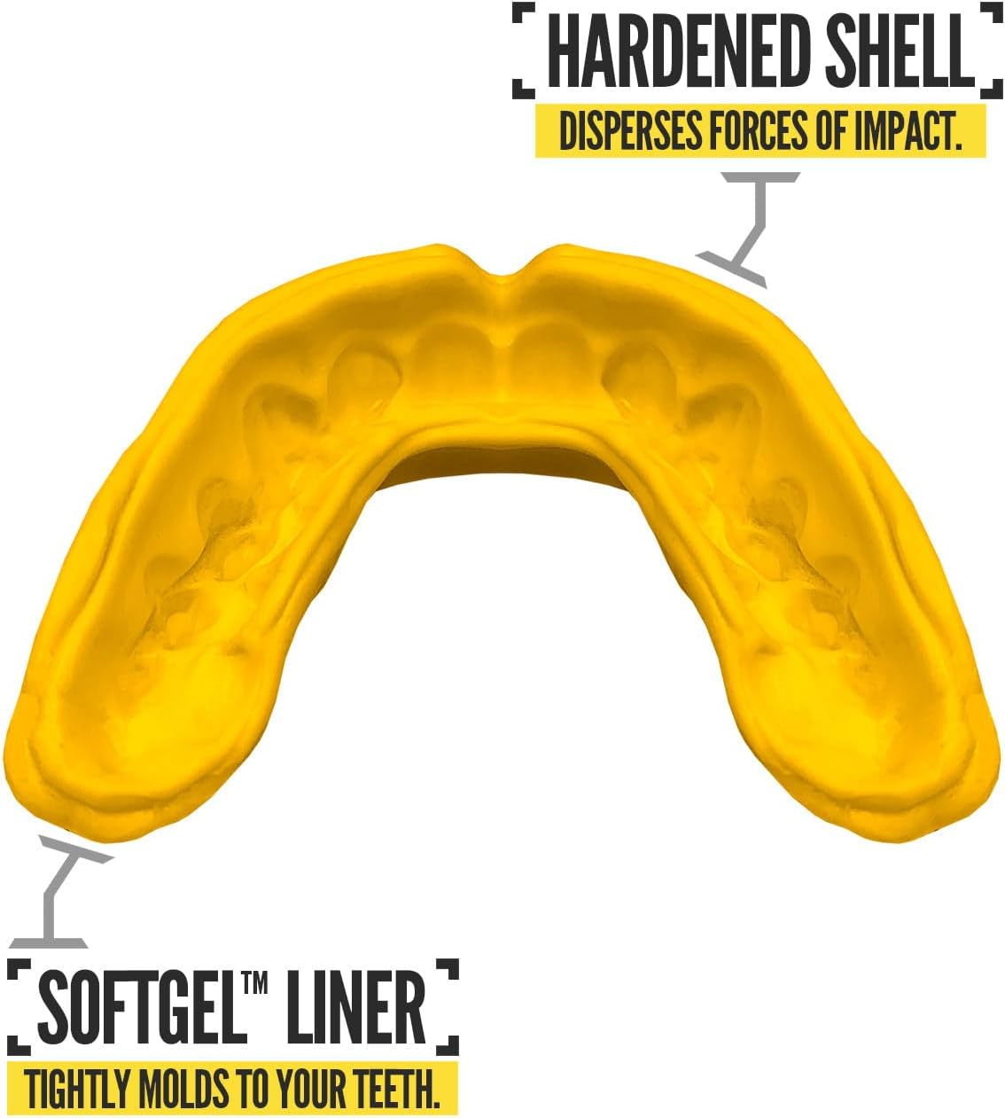 2 Pack Rush Dual Layer Mouthguard, Custom Fit Sports Mouthpiece for Football, Boxing, MMA, Basketball, Hockey, Lacrosse, Youth & Adult (Yellow)