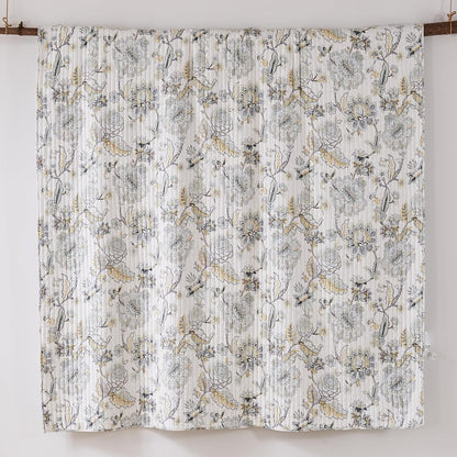 Ophelia Spa Reversible King/Cal King Quilt Set (106x92in) and 2 Pillow Shams (36x20in) - Bedding - Blue, Yellow, White - Rayon King Size Quilt Bedding Set - Lightweight, Soft, Pre-Washed