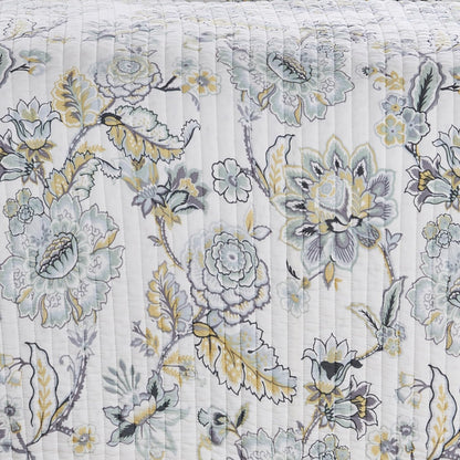 Ophelia Spa Reversible King/Cal King Quilt Set (106x92in) and 2 Pillow Shams (36x20in) - Bedding - Blue, Yellow, White - Rayon King Size Quilt Bedding Set - Lightweight, Soft, Pre-Washed