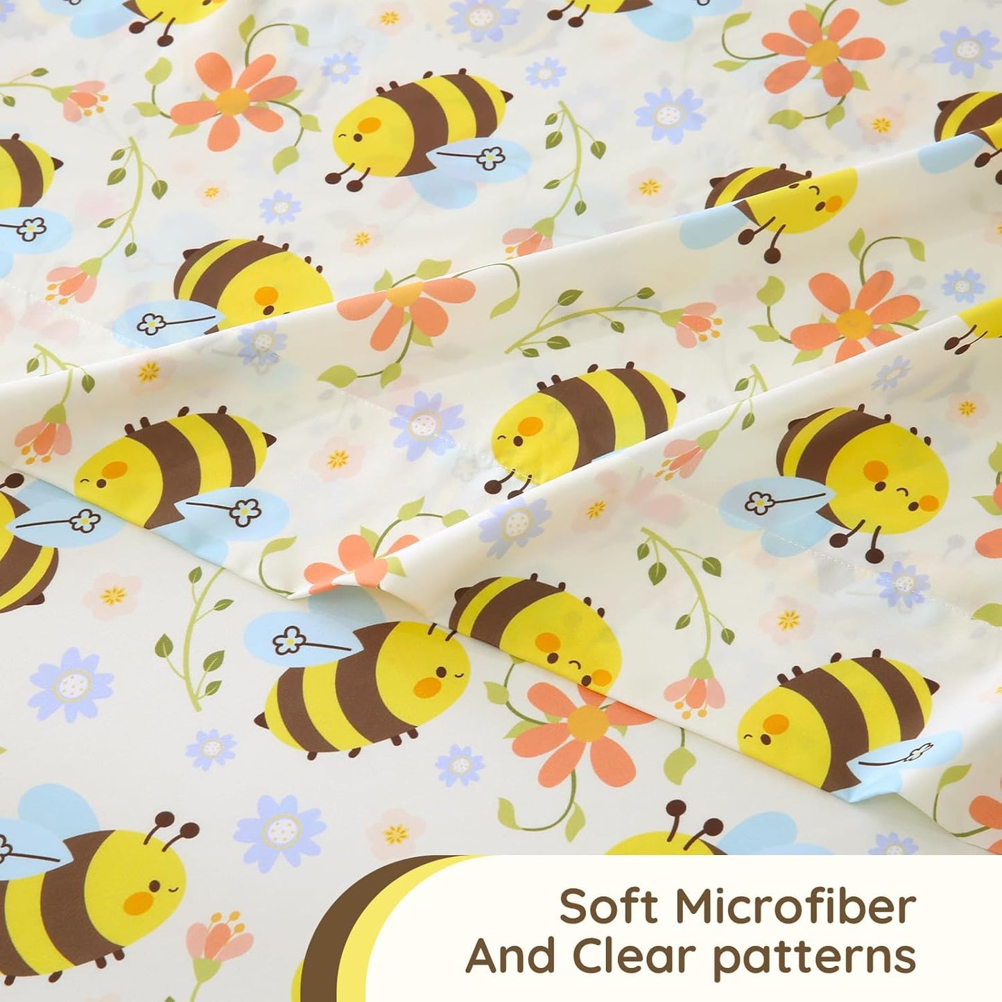 Yellow Bee Twin Sheets Set Kids, Soft Microfiber Bed Sheet Set for Boy Girls, 3 Pieces Breathable Twin Sheets