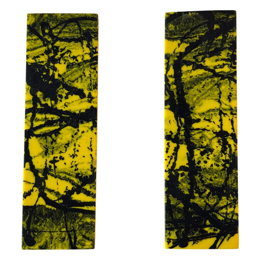 Resin Knife Handle Scale Blanks Set 5in by 1.5in by 0.25in, Grip Material, DIY Handcrafted Unique Custom Slates, Epoxy Arts and Crafts, Crafting Supply (Yellow Black)