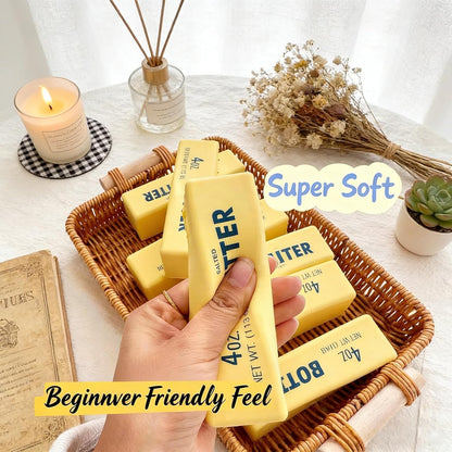 2Pack Slow Rising Butter Squishy Fidget Toys,Stress Balls,Dumpling Squishy,Taba Squishy,Fidget Toys for Adults,Teens, and Those with ADHD,(Yellow)