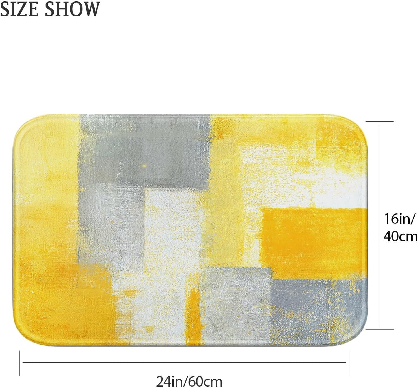 Bath Mat for Bathroom Yellow Gray Abstract Graffiti Geometric Bath Rug Floor Mat Bathroom Decorations 16x24 Inches for Kitchen Bedroom Indoor