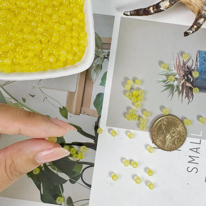 4mm Yellow Glass Seed Beads Bulks 2000pcs for Jewelry Making | 5/32inch Round & Smooth, Bracelets, Necklaces, Earrings, DIY Crafts,Durable Loose Space Beads with Storage Box