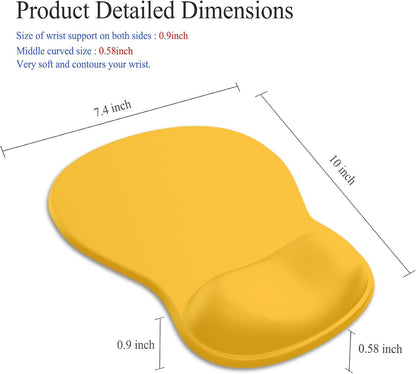 Gel Mouse Pad with Wrist Rest, Ergonomic Concave Wrist Support Mousepad with Non-Slip PU Base & Smooth Surface Comfortable Desk Accessories Mat for Office, Home Gaming and Study (07 Yellow)