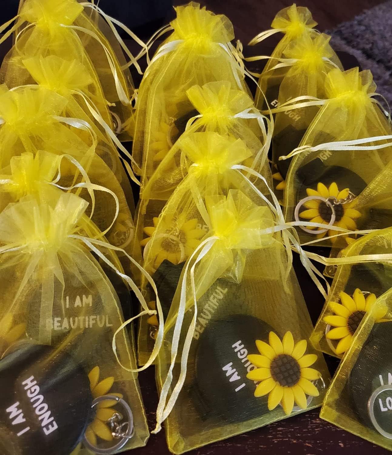 Sheer Organza Mesh Drawstring Gift Bags Reusable 50pc 4x6 Inch Yellow | Baby Shower Easter Baptism Bridal Shower Birthday Party Favors Rustic Wedding Bulk Wrap Supplies Pouches for Jewelry Candy