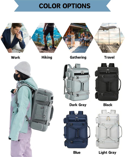 Large Travel Duffle Bags Backpack for Men Women, 50L Sports Gym Bag with Wet Pocket, Waterproof Carry On Backpack Weekender Overnight for Workout, Fitness, Outdoor, Business Yellow