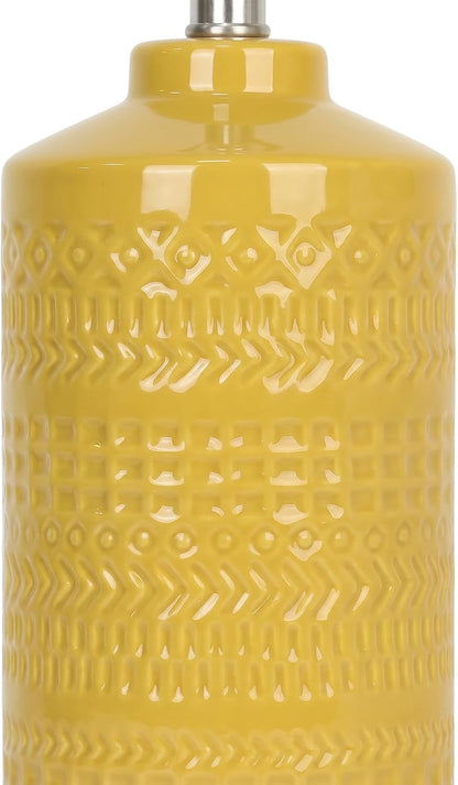 25" Modern Bedside Ceramic Table Lamps for Living Room Mustard Yellow Nightstand 3-Way Dimmable Lamp Farmhouse Lamp for Bedroom Entryway Tabletop(Bulb Included)
