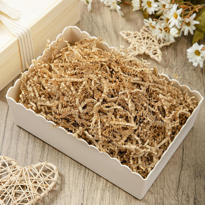 1/2 LB Crinkle Paper Filler 8 oz Brown Shredded Paper for Gift Box | Gift Basket Bag Filler - Grass Cushion Stuffing for Easter, Mother's day, Birthday Gift Wrapping Crinkle Cut Paper Shred
