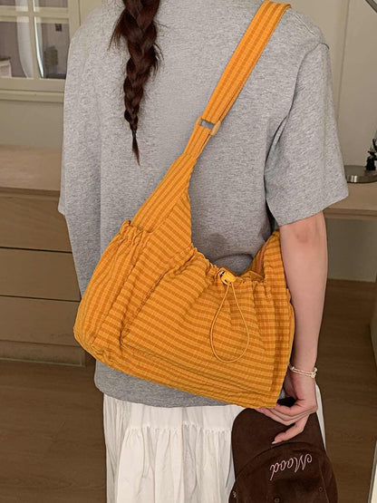 Plaid Crossbody Bags, Slouchy Hobo Crossbody Bag, Cute Messenger Bag, Nylon Crescent Crossbody Purse, Trendy Everyday Purse