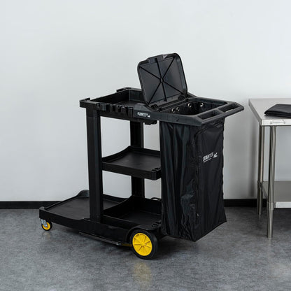 Janitor CART Bag ONLY: Clean Tek Professional 16.93 x 10.63 x 29.53 Inch Janitorial Bag, 1 Heavy-Duty Receptacle - Janitor Cart Sold Separately, Durable, Yellow Plastic Replacement