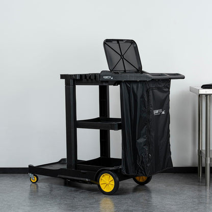Janitor CART Bag ONLY: Clean Tek Professional 16.93 x 10.63 x 29.53 Inch Janitorial Bag, 1 Heavy-Duty Receptacle - Janitor Cart Sold Separately, Durable, Yellow Plastic Replacement