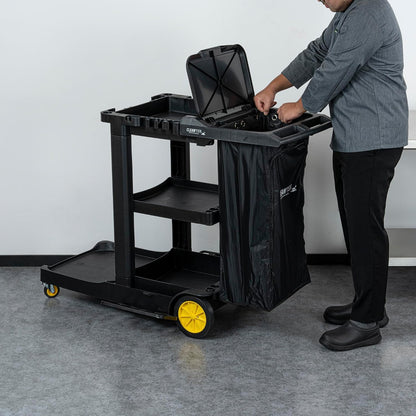 Janitor CART Bag ONLY: Clean Tek Professional 16.93 x 10.63 x 29.53 Inch Janitorial Bag, 1 Heavy-Duty Receptacle - Janitor Cart Sold Separately, Durable, Yellow Plastic Replacement