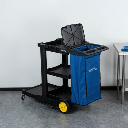 Janitor CART Bag ONLY: Clean Tek Professional 16.93 x 10.63 x 29.53 Inch Janitorial Bag, 1 Heavy-Duty Receptacle - Janitor Cart Sold Separately, Durable, Yellow Plastic Replacement