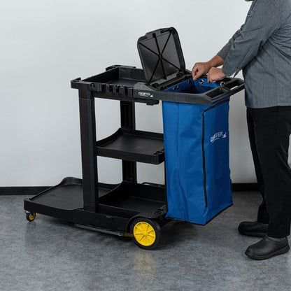 Janitor CART Bag ONLY: Clean Tek Professional 16.93 x 10.63 x 29.53 Inch Janitorial Bag, 1 Heavy-Duty Receptacle - Janitor Cart Sold Separately, Durable, Yellow Plastic Replacement