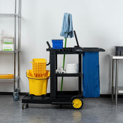 Janitor CART Bag ONLY: Clean Tek Professional 16.93 x 10.63 x 29.53 Inch Janitorial Bag, 1 Heavy-Duty Receptacle - Janitor Cart Sold Separately, Durable, Yellow Plastic Replacement