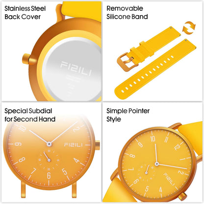 Men's Watch Ultra-Thin Minimalist Waterproof-Fashion Watch for Men or Women with Silicone Band Wrist Watches
