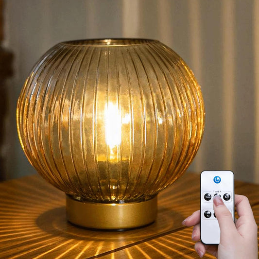 Battery Decorative Operated Lamp with Remote Control,Battery Powered Table Lamp with Timer for Shelf Decor,Small Cordless Dimmable Lighting Lamp for Bedside/Entryway/Dorm Decor(Yellow)