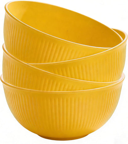26 OZ Wheat Straw Bowls Set, Unbreakable Reusable Cereal Bowls, Microwave & Dishwasher Safe, BPA Free Lightweight Bowls for Oatmeal, Soup, Salad & Chili (Yellow)