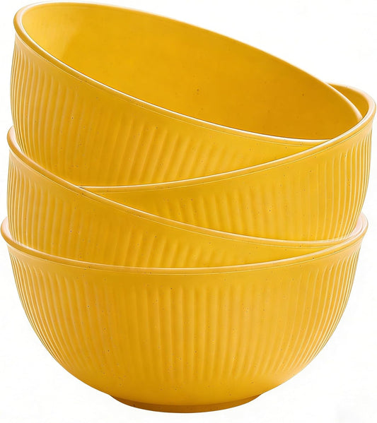 26 OZ Wheat Straw Bowls Set, Unbreakable Reusable Cereal Bowls, Microwave & Dishwasher Safe, BPA Free Lightweight Bowls for Oatmeal, Soup, Salad & Chili (Yellow)