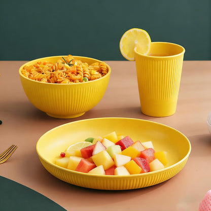26 OZ Wheat Straw Bowls Set, Unbreakable Reusable Cereal Bowls, Microwave & Dishwasher Safe, BPA Free Lightweight Bowls for Oatmeal, Soup, Salad & Chili (Yellow)