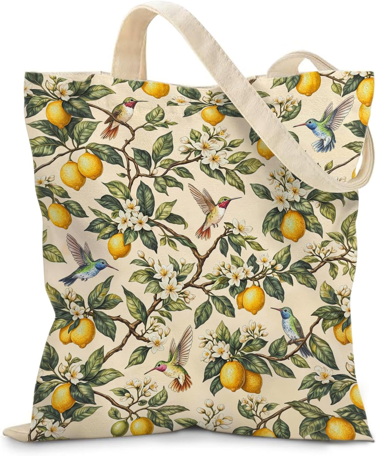 Aesthetic Canvas Tote Bag for Women - with Magnetic Snap Closure & Zipper Inner Pocket Reusable Bag for Shopping