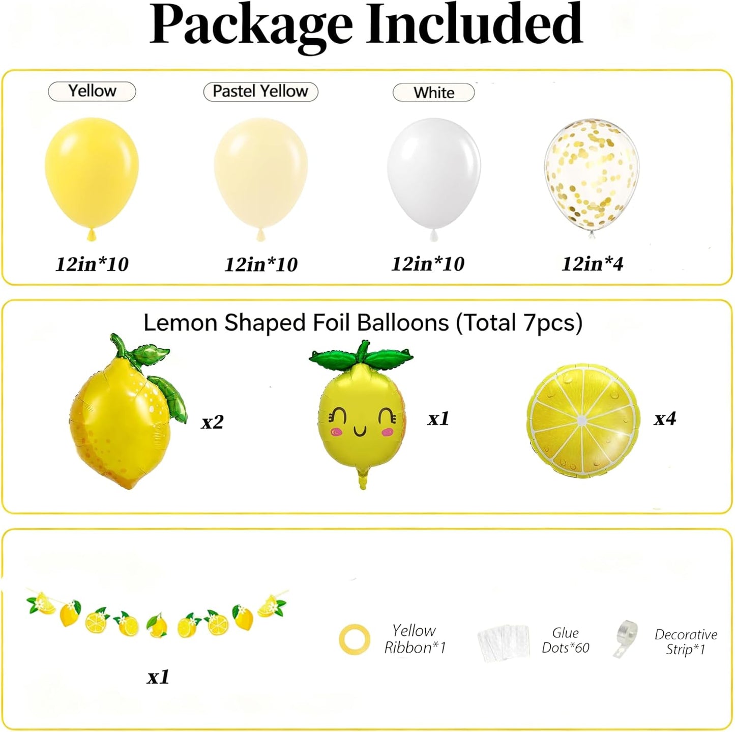 Lemon leaves Lemon foil Balloons Summer lemonade with Yellow and White Balloons Banner for Fruit theme birthday Bridal Shower Sweet Baby shower Lemonade Centerpiece amalfi coast wedding decorations