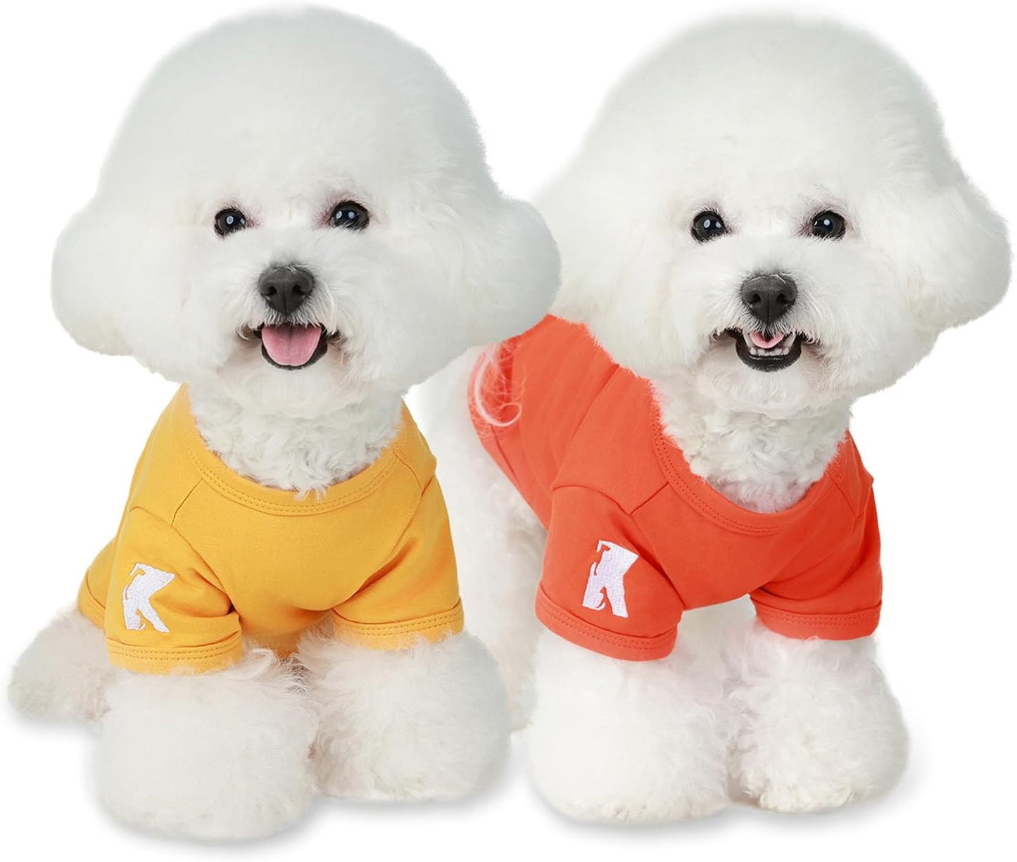 Dog Shirts Breathable Cotton Dog Clothes Stretchy T-Shirt for Small Medium Large Dogs Cat Shirt Soft Puppy Outfit Kitten Apparel Pet Pullover Tee Blank Sweatshirt 2-Pack Yellow & Orange 2XL